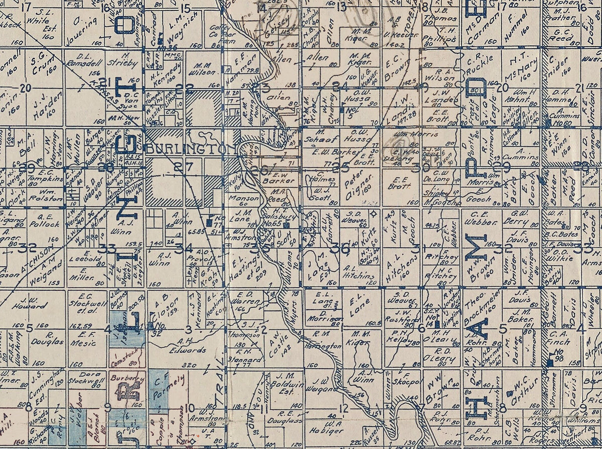 1910 Map of Coffey County Kansas