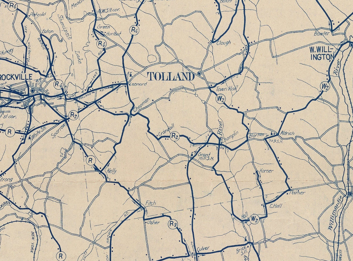 1910 Map of Tolland County Connecticut