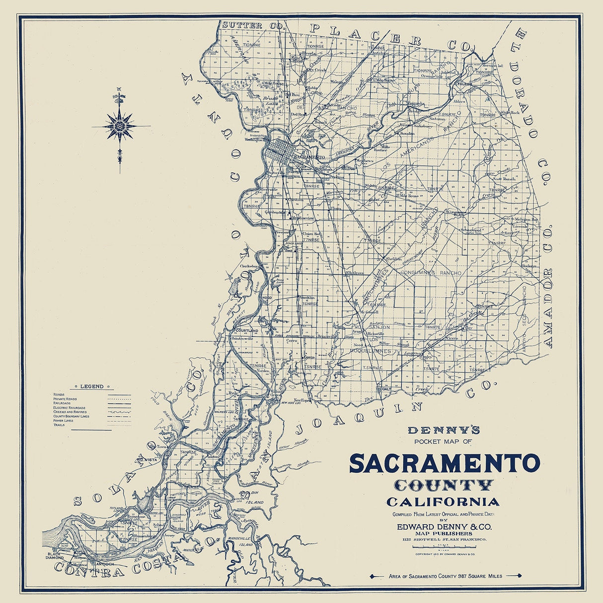 1913 Map of Sacramento County California