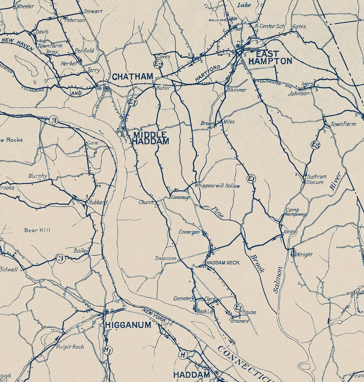 1919 Map of Middlesex County Connecticut