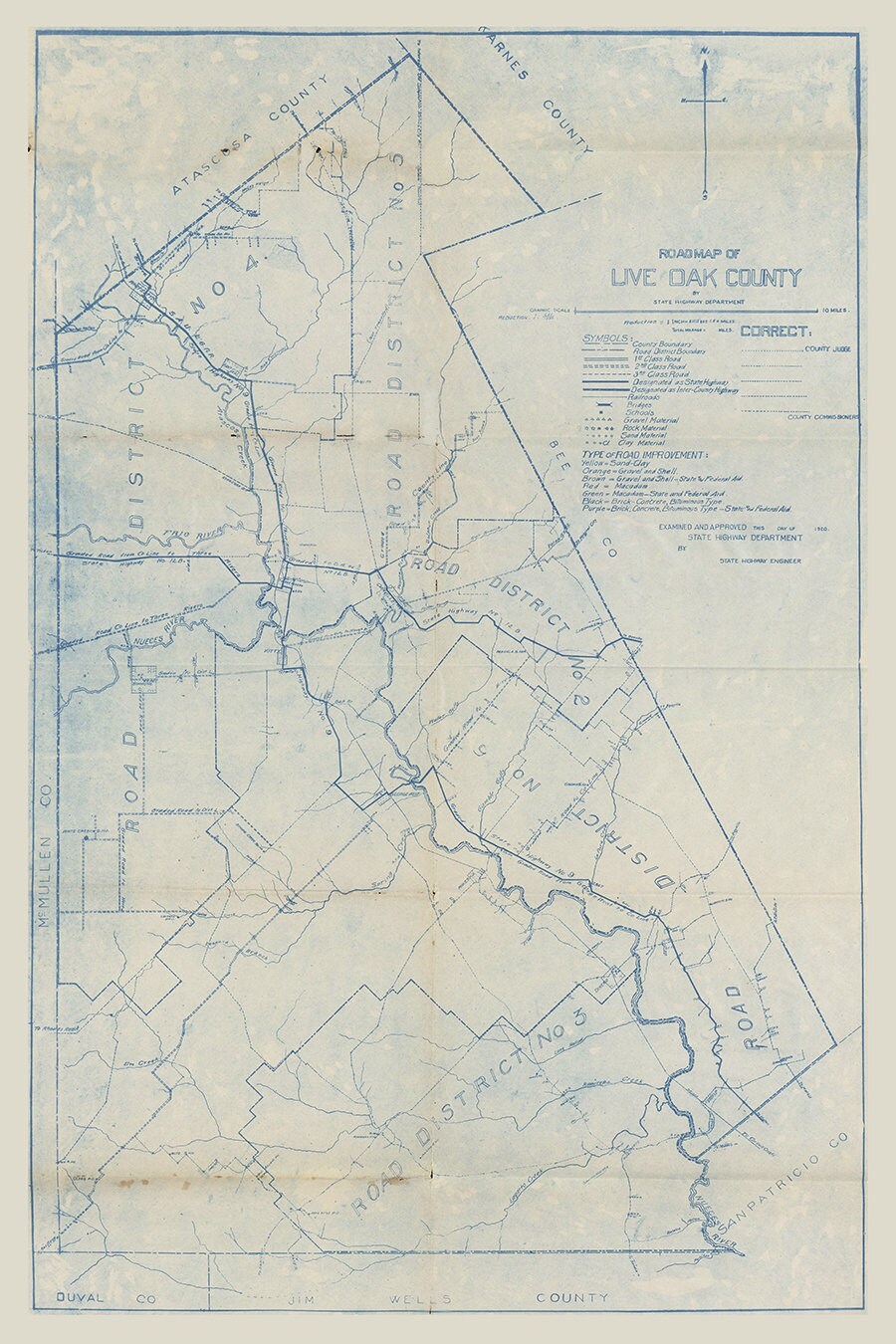 1920 Map of Live Oak County Texas