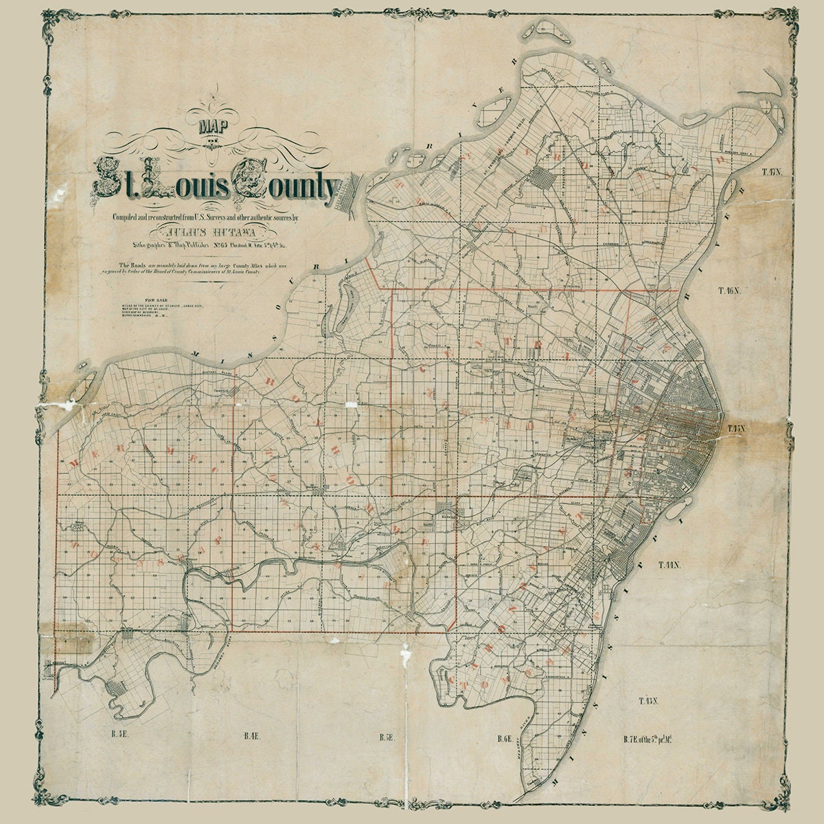 1800s Map of St Louis County Missouri