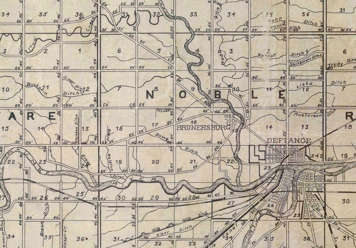 1911 Map of Defiance County Ohio