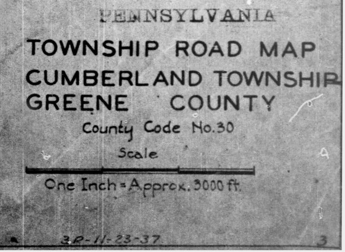 1937 Map of Cumberland Township Greene County Pennsylvania Carmichaels