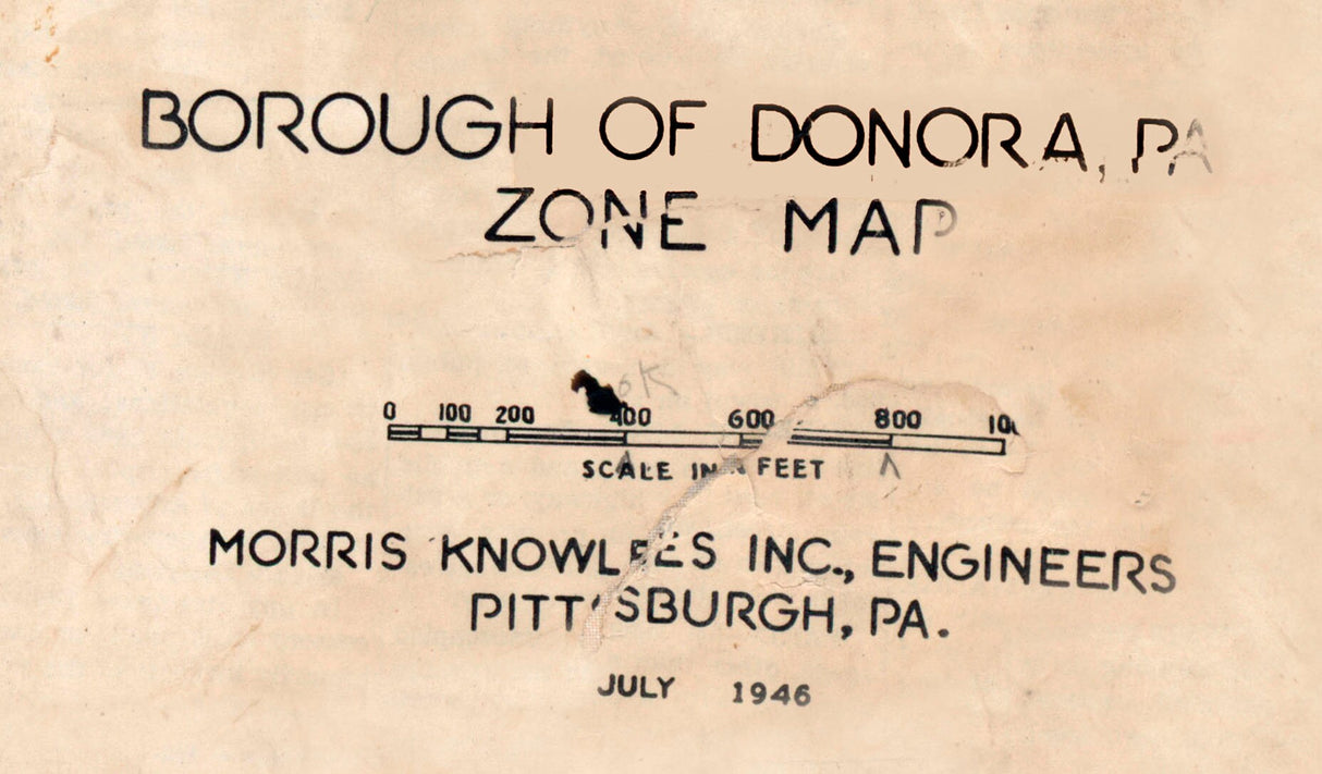 1946 Map of Donora Washington County Pennsylvania