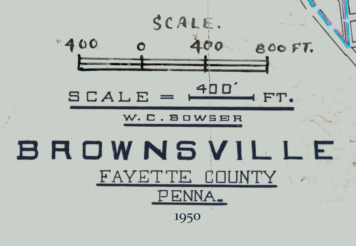 1950 Map of Brownsville Fayette County Pennsylvania