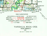 1948 Topo Map of Vandalia Michigan Quad Chain Lake
