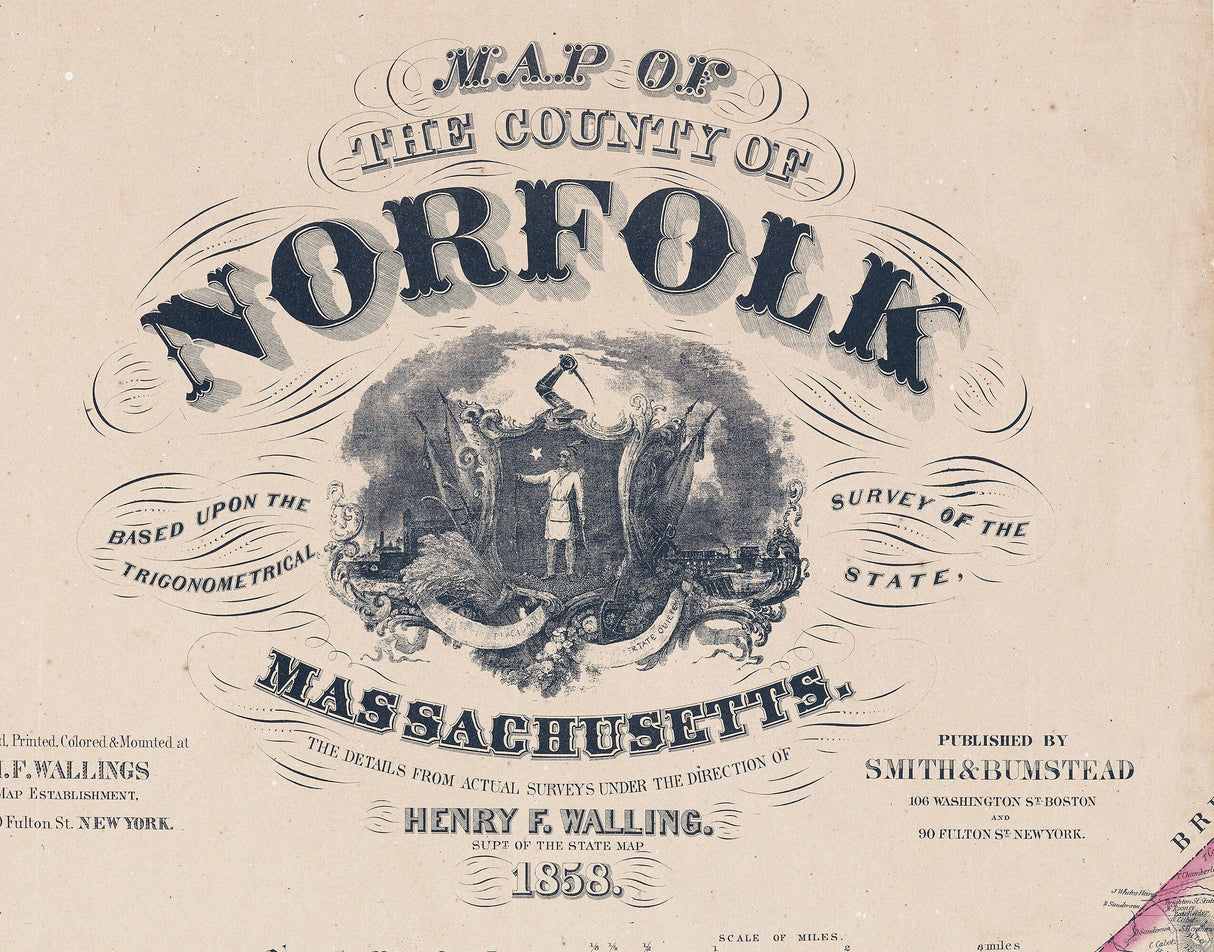 1858 Map of Norfolk County Massachusetts