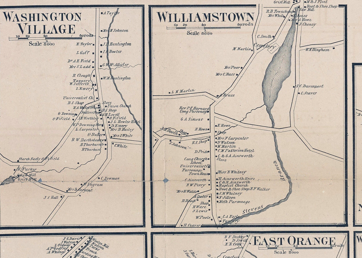 1858 Map of Orange County Vermont