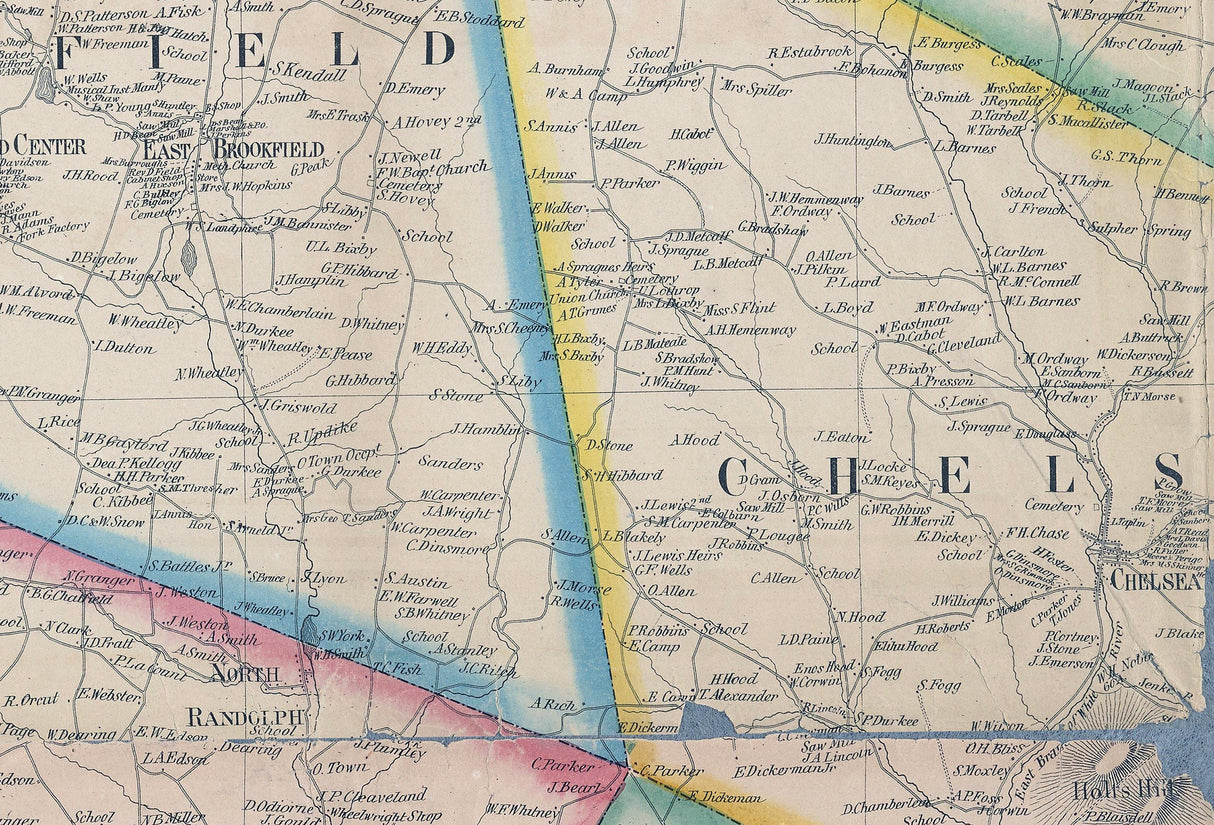 1858 Map of Orange County Vermont