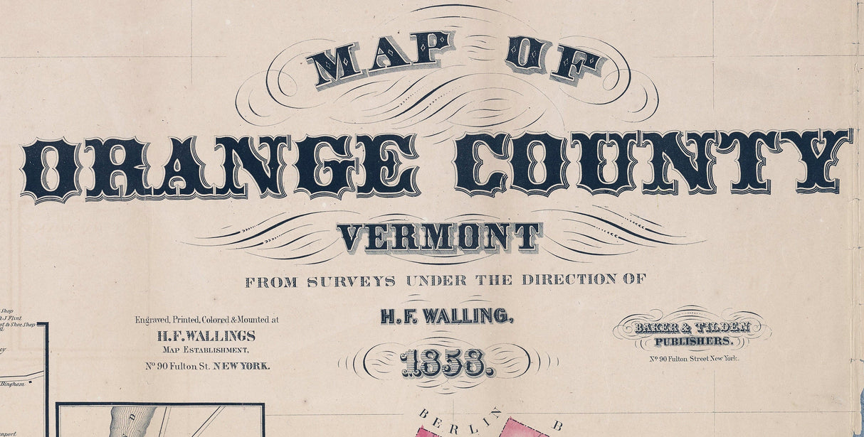 1858 Map of Orange County Vermont