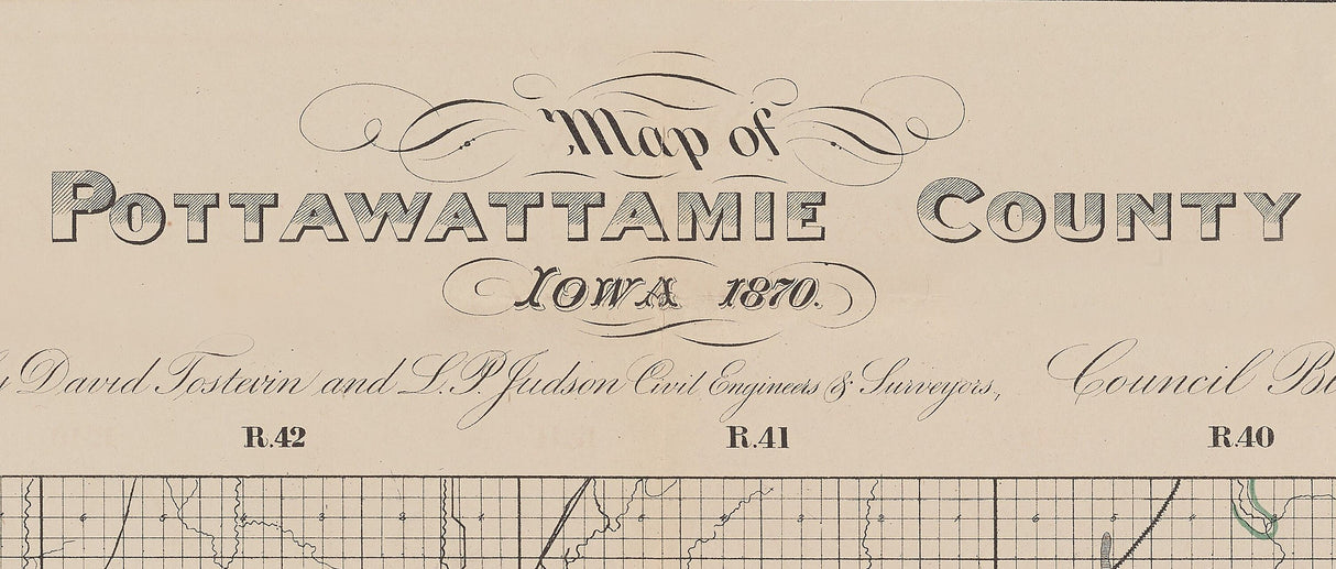 1870 Map of Pottawattamie County Iowa