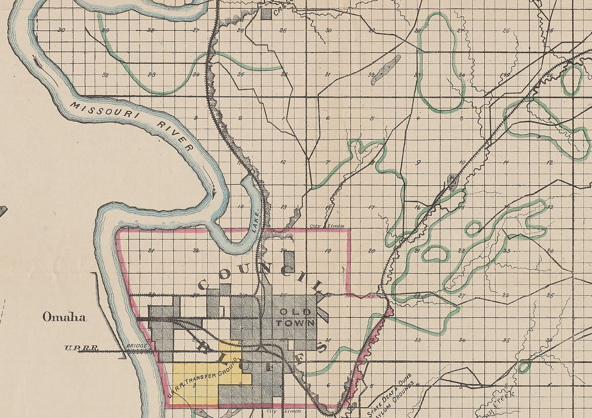 1870 Map of Pottawattamie County Iowa