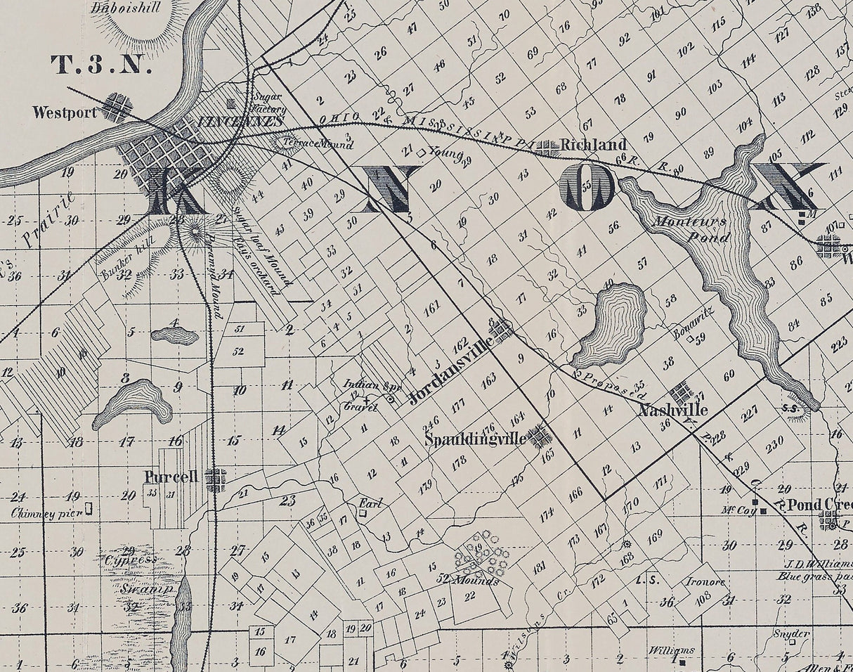 1873 Map of Knox and Gibson County Indiana