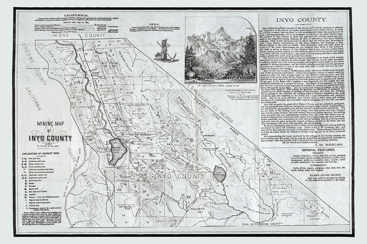 1883 Map of Inyo County California