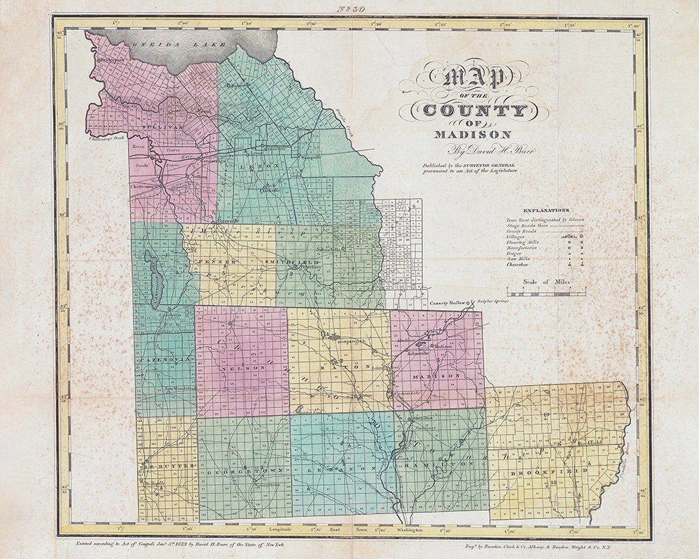 1829 Map of Madison County New York