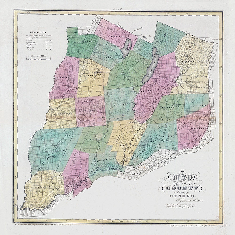 1829 Map of Otsego County New York