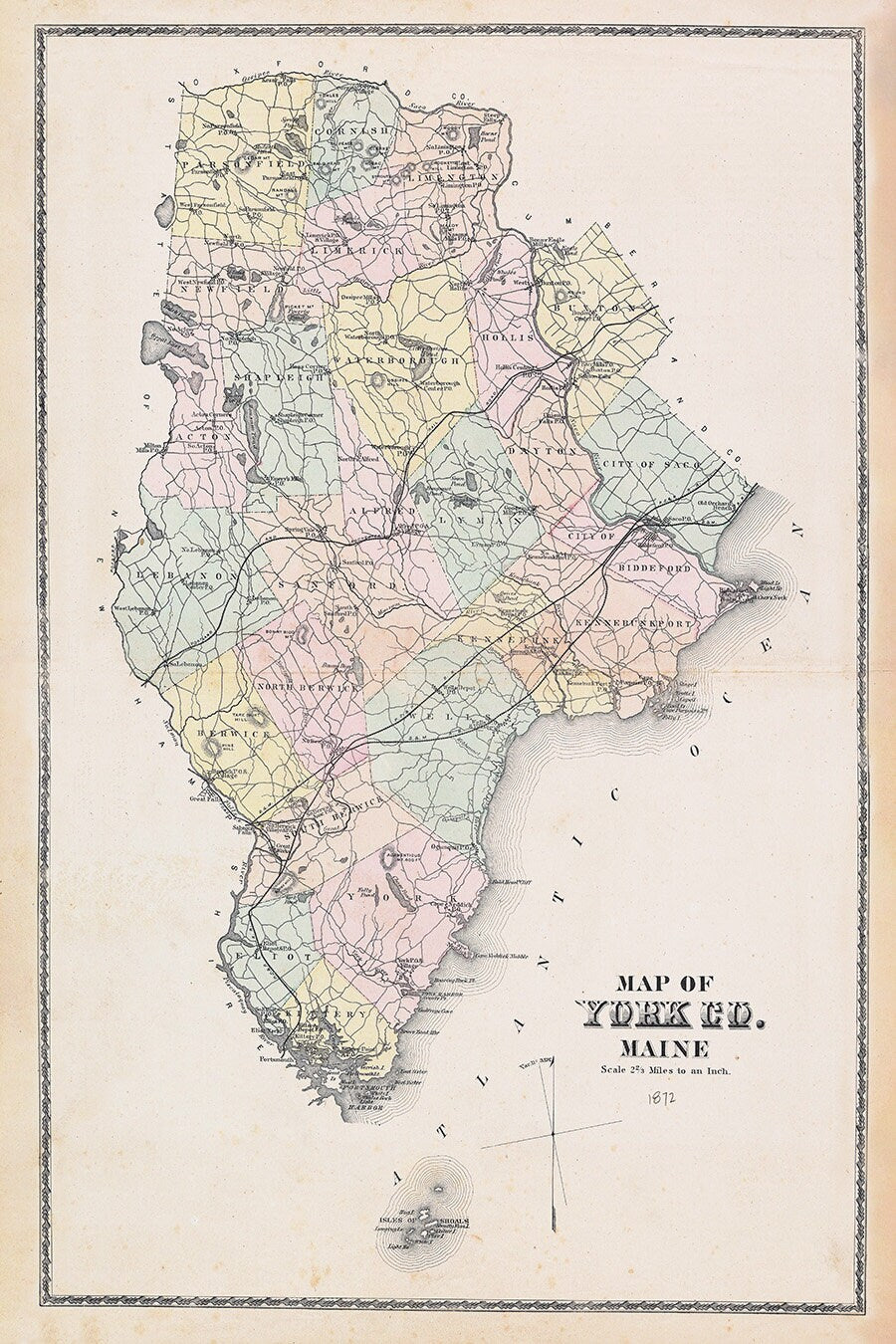 1872 Map of York County Maine