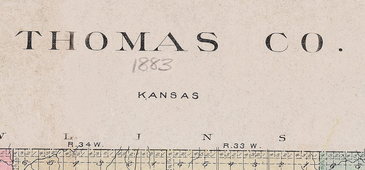 1883 Map of Thomas County Kansas