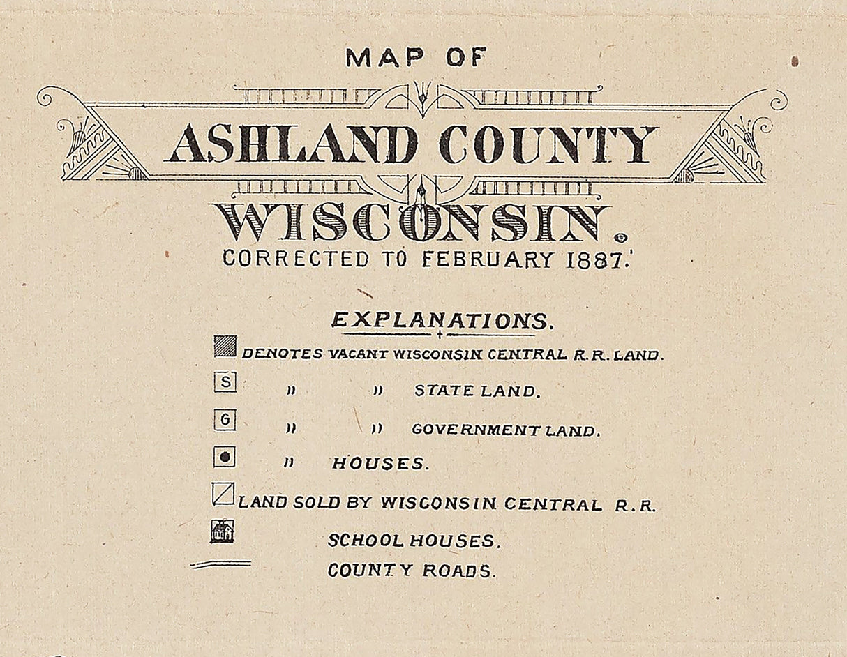 1887 Map of Ashland County Wisconsin