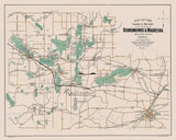 1888 Map of The Lakes of Oconomowoc and Waukesha County Wisconsin