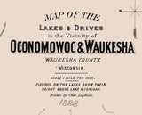 1888 Map of The Lakes of Oconomowoc and Waukesha County Wisconsin