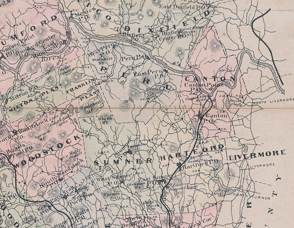 1890 Map of Oxford County Maine