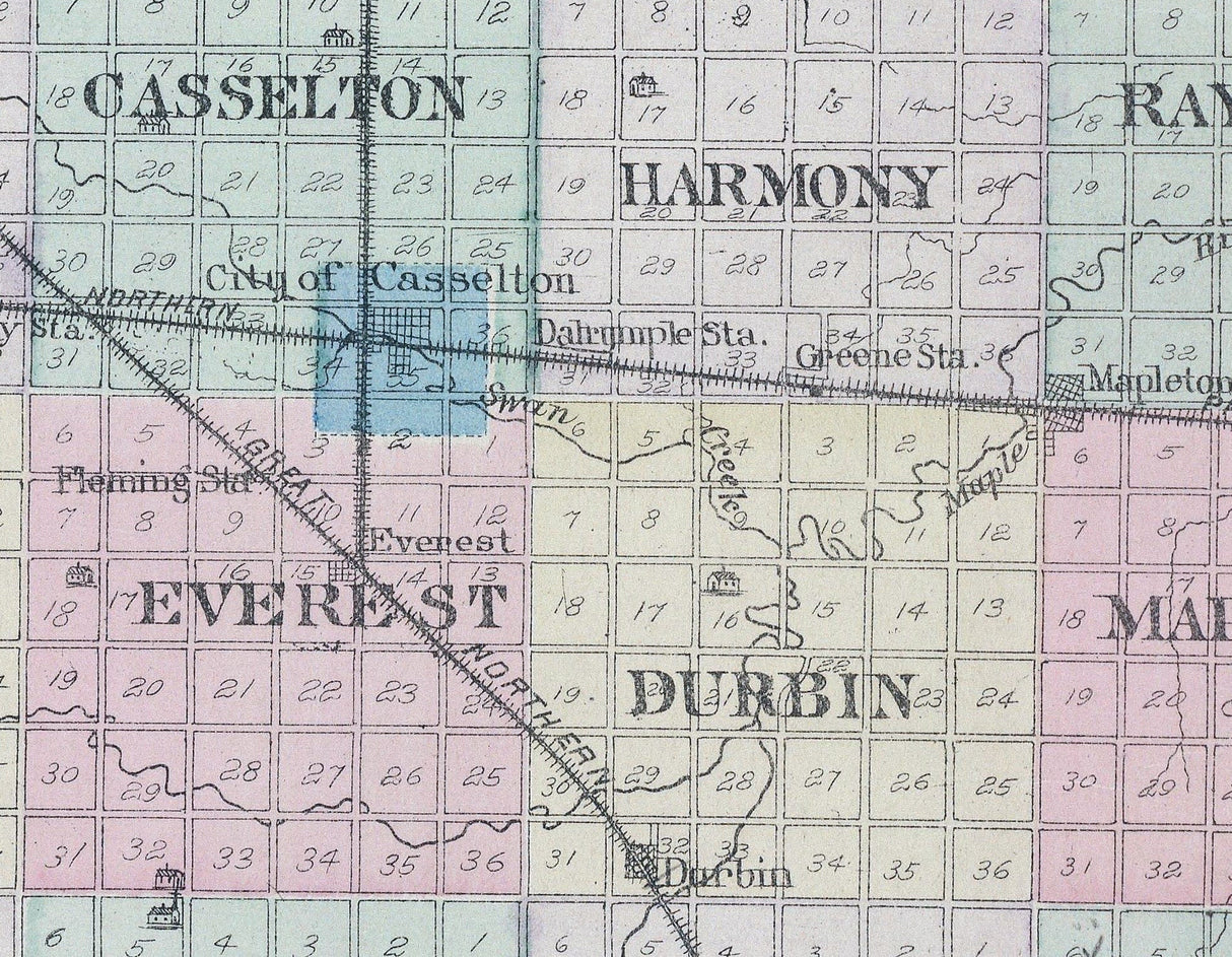 1893 Map of Cass County North Dakota