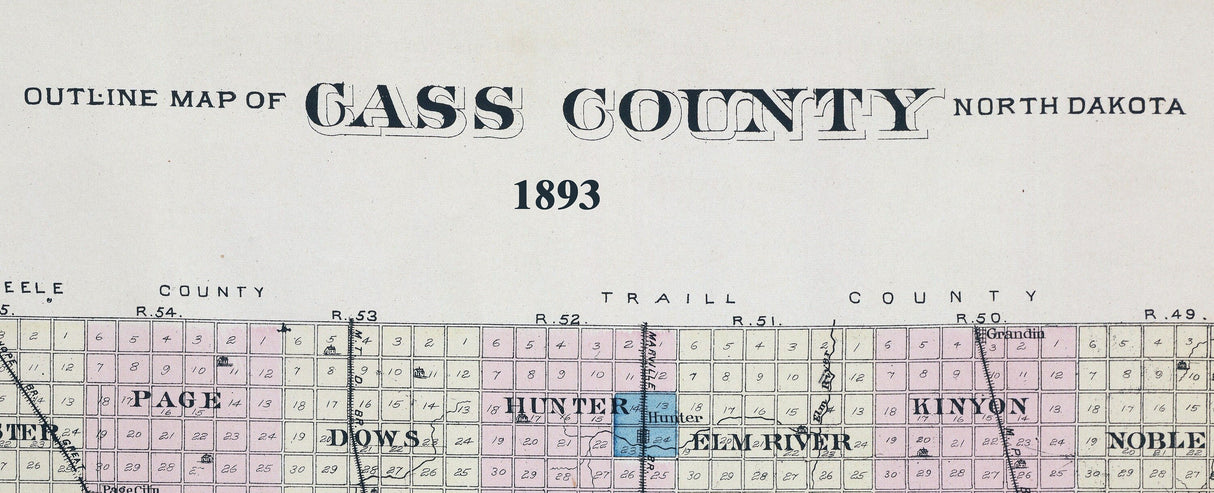 1893 Map of Cass County North Dakota