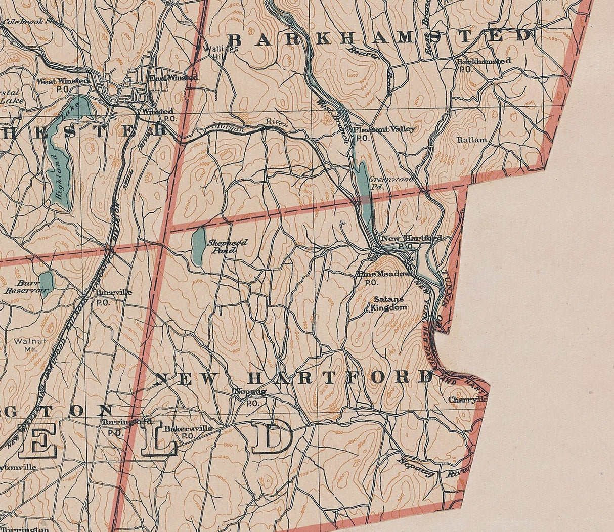 1893 Map of Litchfield County Connecticut