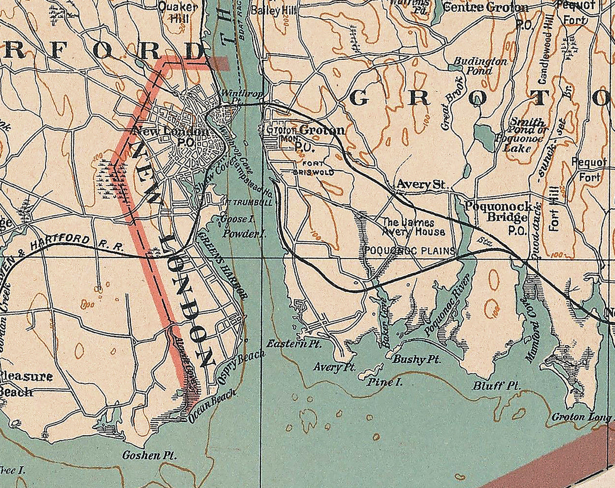 1893 Map of New London County Connecticut