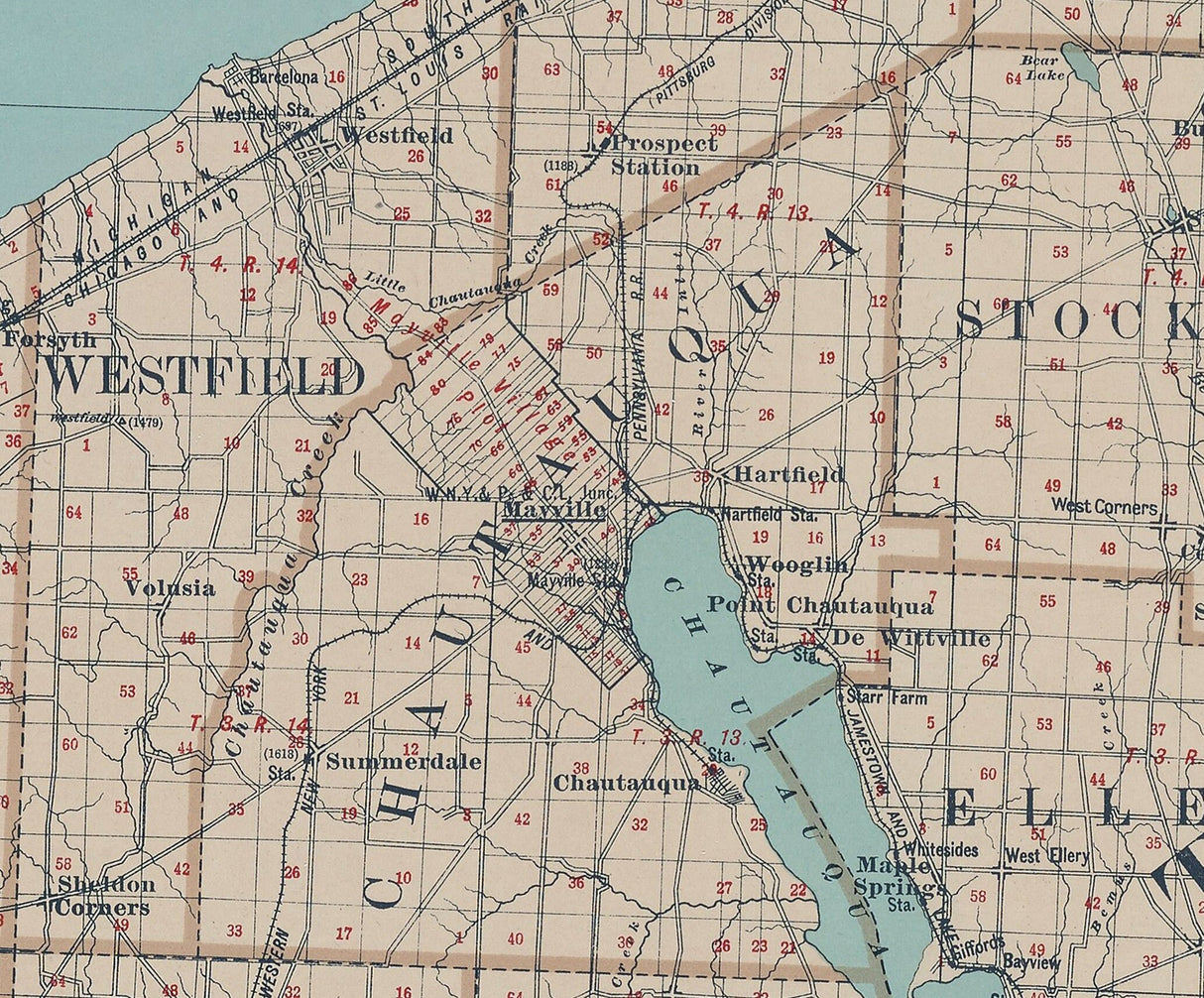 1895 Map of Chautauqua and Cattaraugus County New York