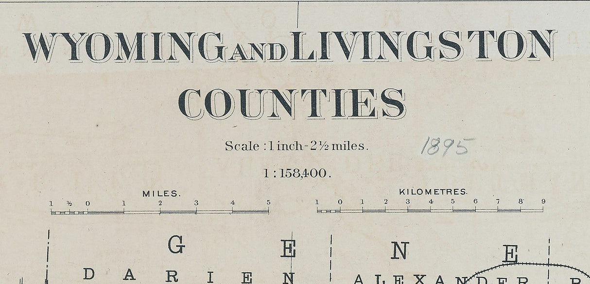 1895 Map of Wyoming and Livingston County New York