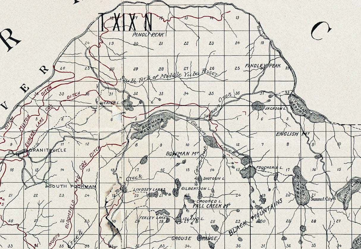 1900 Map of Nevada County California