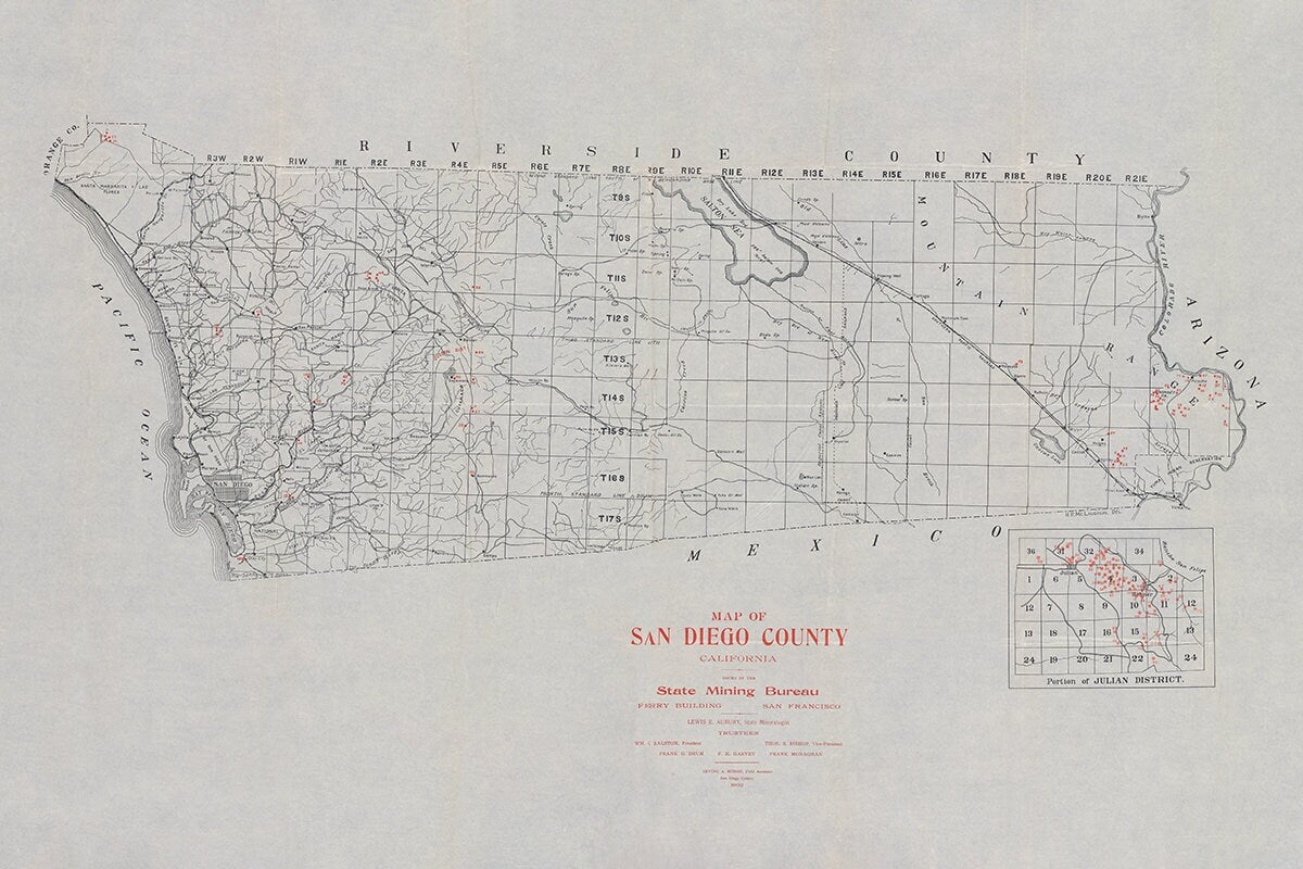 1902 Map of San Diego County California