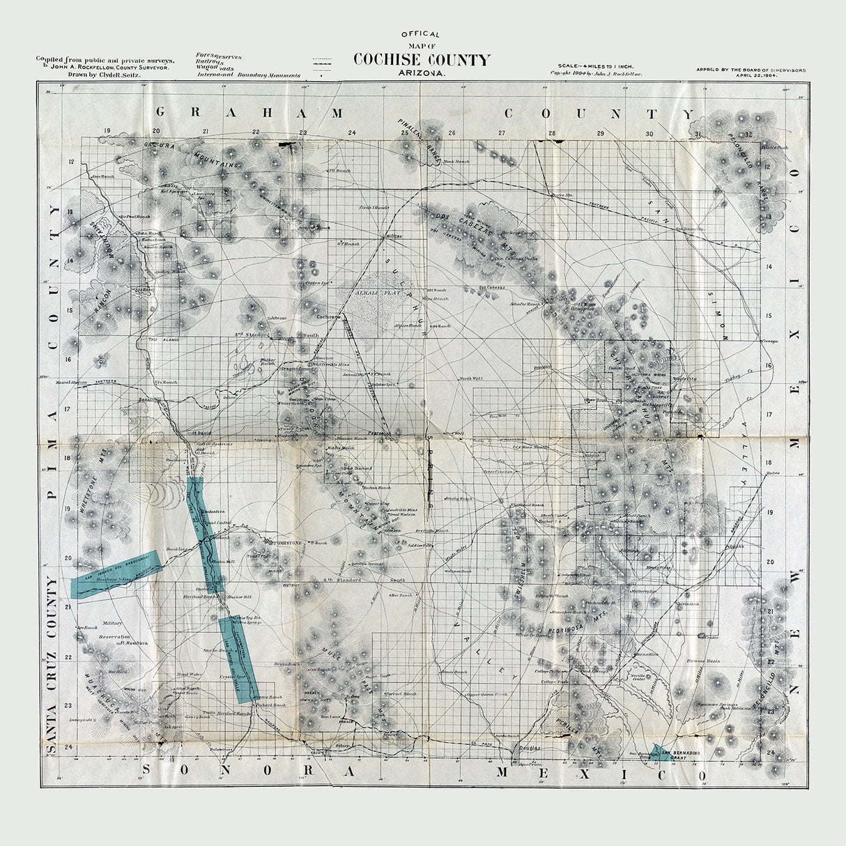 1904 Map of Cochise County Arizona