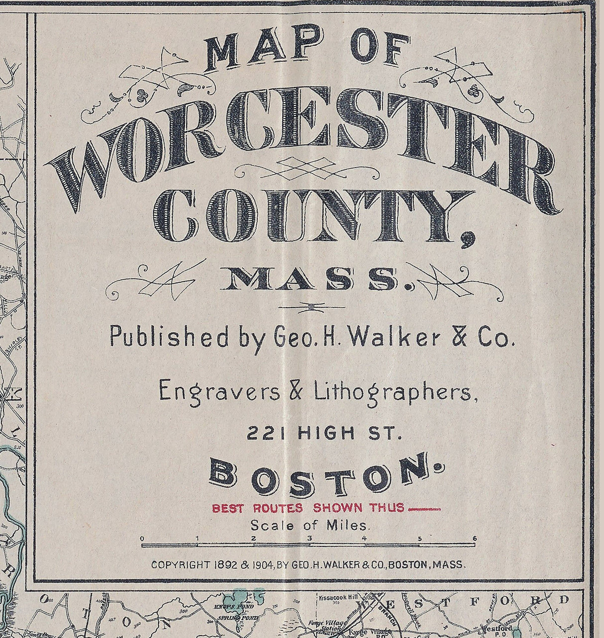 1904 Map of Worcester County Massachusetts