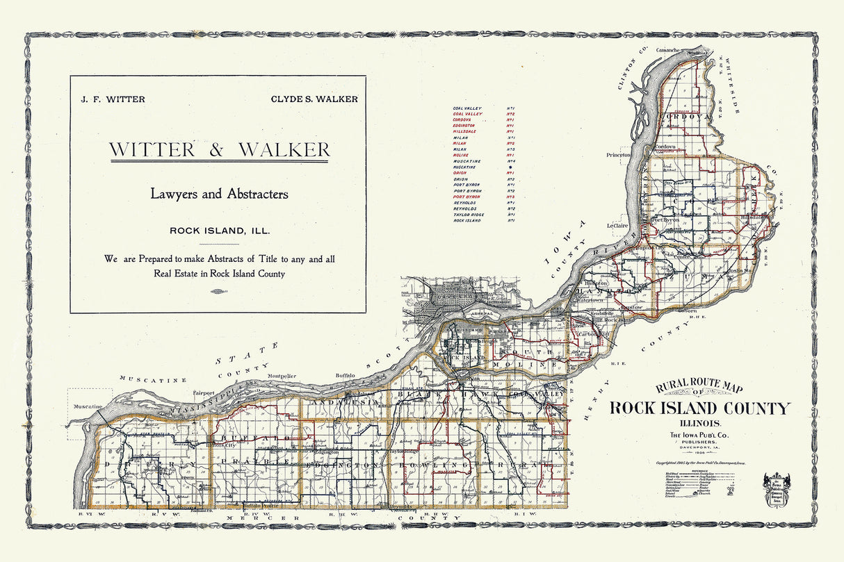 1905 Map of Rock Island County Illinois