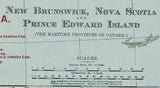 1909 Map of New Brunswick Nova Scotia and Prince Edward Island Canada Maritimes