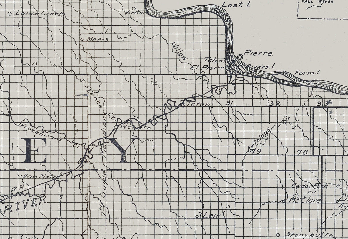 1910 Map of Stanley and Lyman County South Dakota