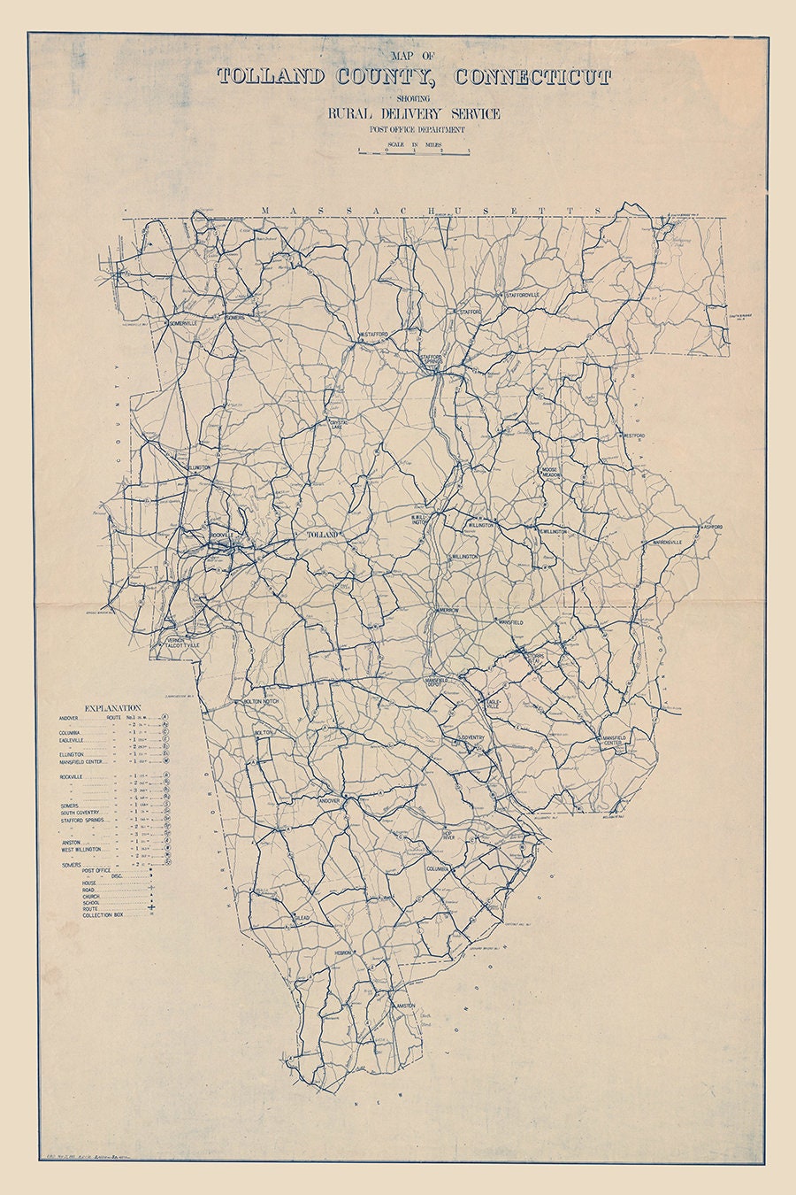 1910 Map of Tolland County Connecticut