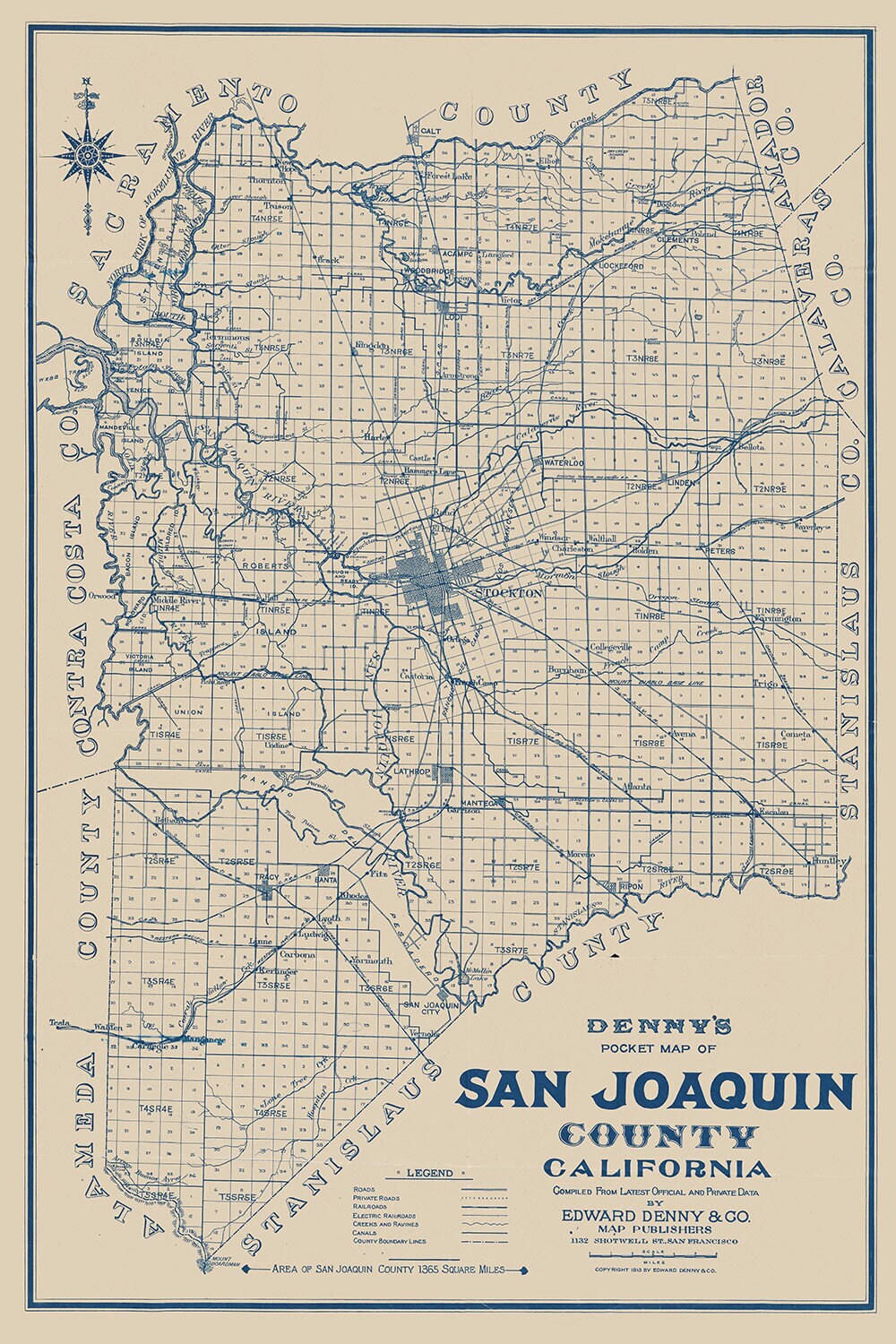 1913 Map of San Joaquin County California