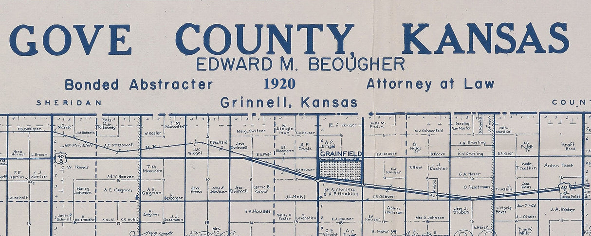 1920 Map of Grove County Kansas Oil and Gas Wells