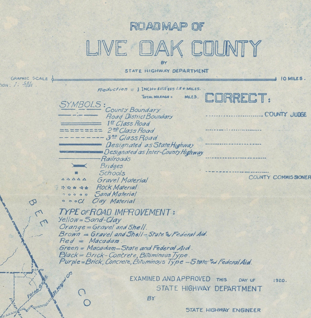 1920 Map of Live Oak County Texas