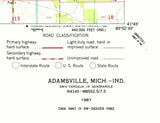 1981 Topo Map of Adamsville Michigan Quad Christiana Lake Chain Lake