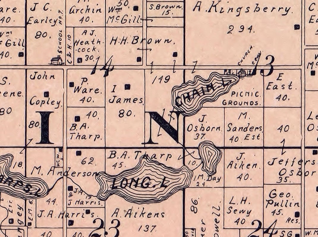 1897 Farm Line Map of Calvin Township Cass County Michigan