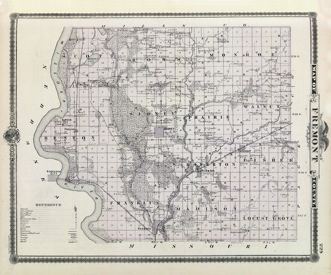 1875 Map of Fremont County Iowa