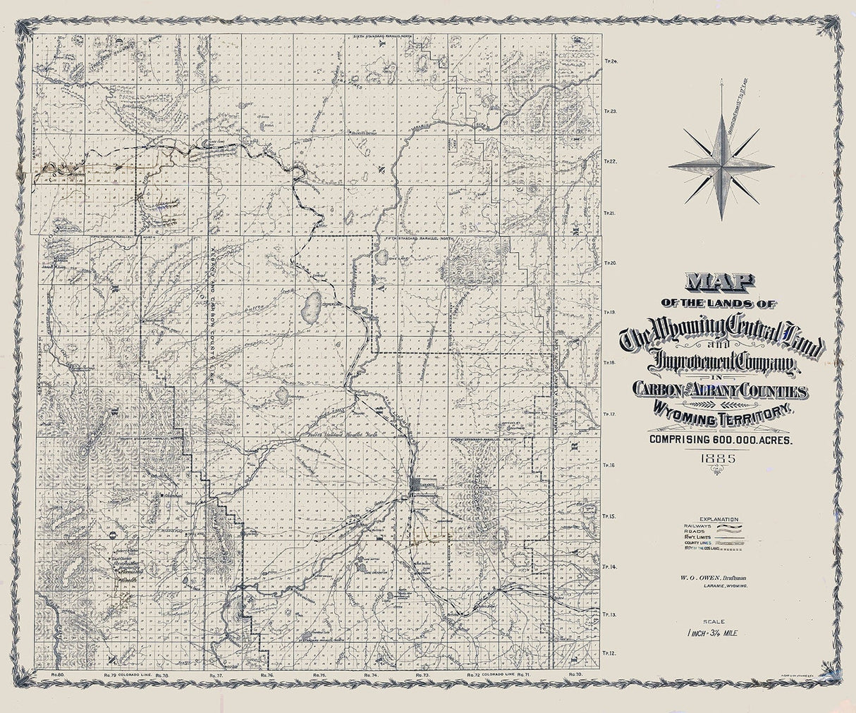 1885 Map of Carbon and Albany County Wyoming