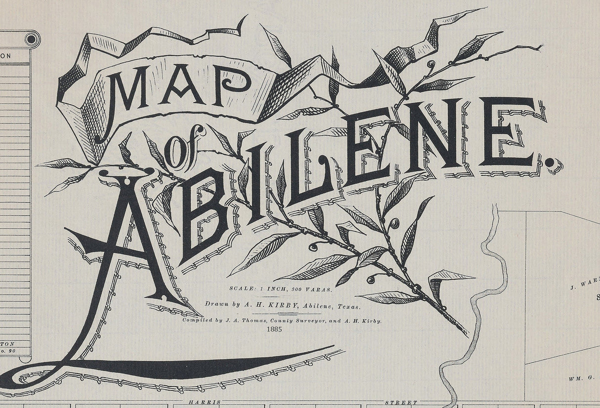 1885 Town Map of Abilene Texas