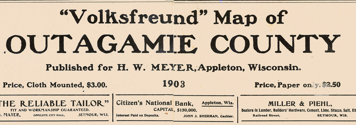 1903 Farm Line Map of Outagamie County Wisconsin